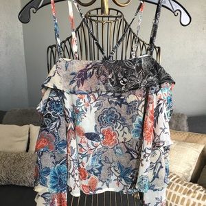 Floral cold shoulder top